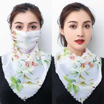 

2020 mouth mask Face Mask Sun Protection Mask Outdoor Riding Masks Protective silk Scarf Handkerchief sunshade face cover shawl