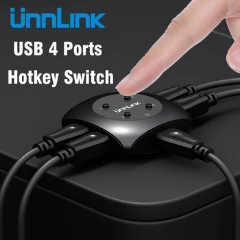 

Unnlink 2/4 Ports USB Switch Selector Hotkey 2/4 PCs Computers Laptops Share USB Device Switcher Box For U Disk Scanner Printer