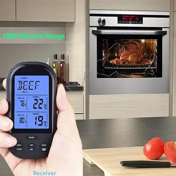 

Wireless Meat Thermometer Remote Digital Thermometer LCD Display Food Meat Thermometer For Oven Kitchen Cooking BBQ Grill
