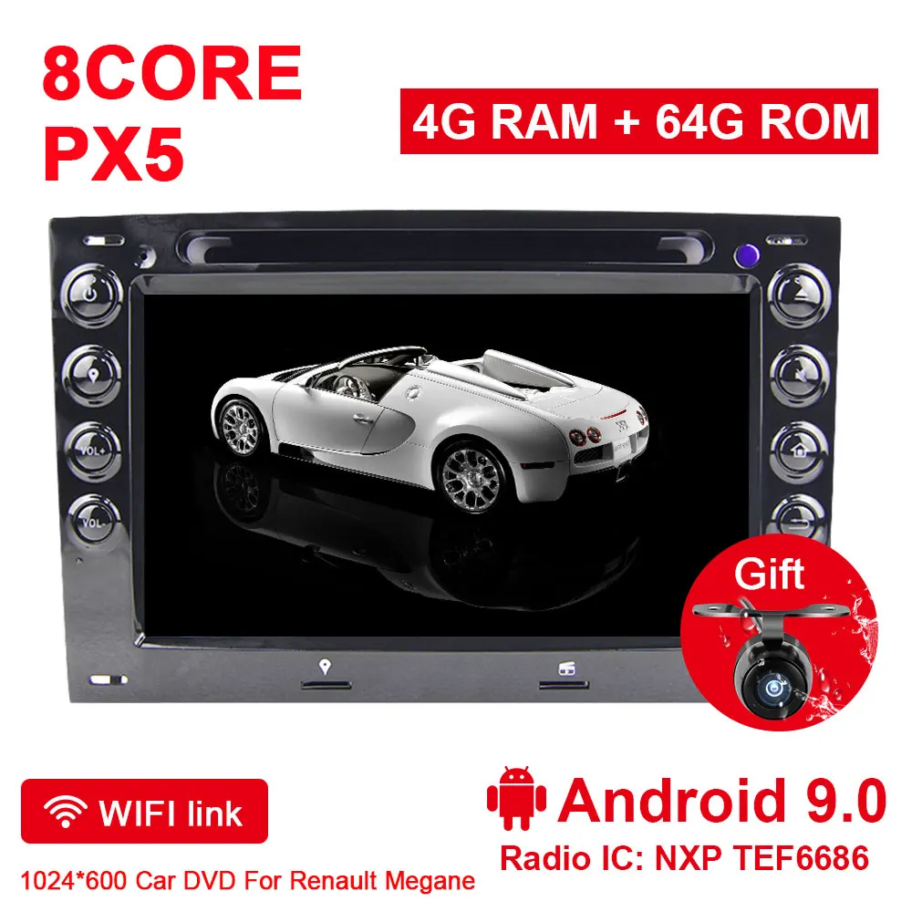 Eunavi 2 din Android 9 автомобильный мультимедийный плеер для Renault Megane 2 ii 2006 2007 2008 2009 2010 Automotivo DVD Радио gps DSP 4G - Цвет: 4G 64G Android 9.0