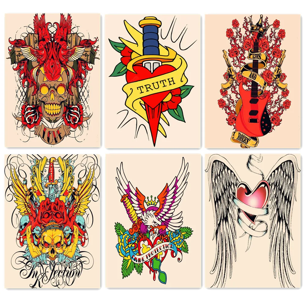 

Novelty Tattoo Design Wallpaper Antique Poster Wall Hanging Vintage Matte kraft Paper Print Painting Art Work Wall Decoration A1