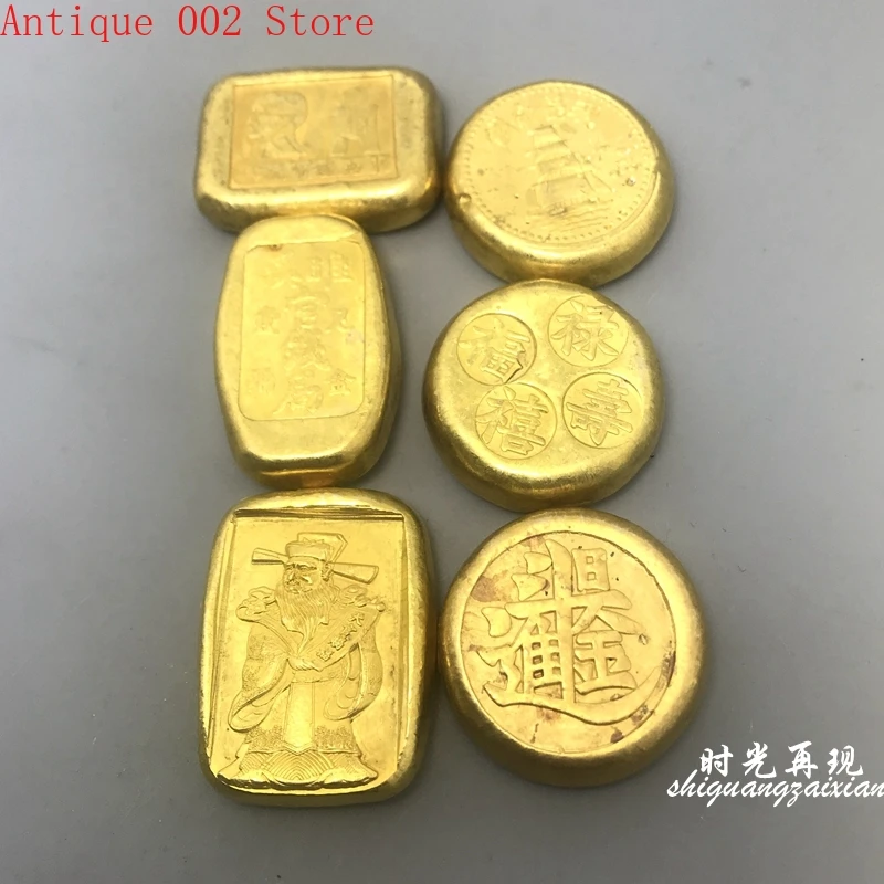 

Happiness of fortune and longevity Gold ingot cake challenge coin A332