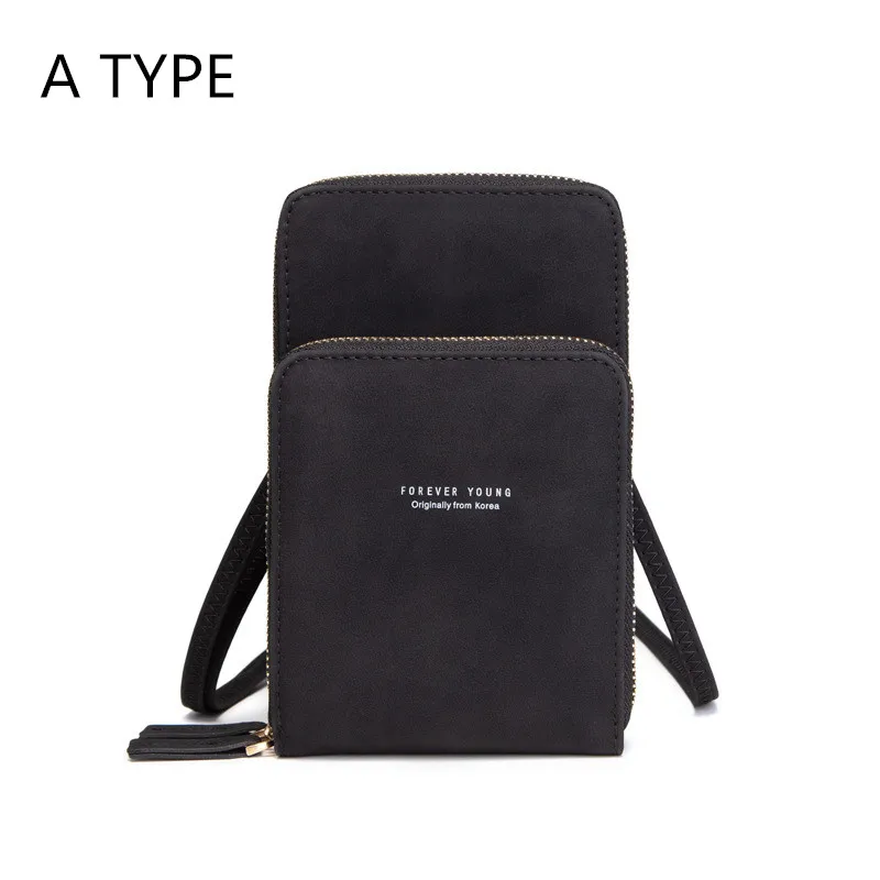 Сумка через плечо для сотового телефона, сумка для мобильного телефона, модная повседневная сумка с держателем для карт, мини летняя сумка через плечо для женщин, кошелек - Цвет: A-Black