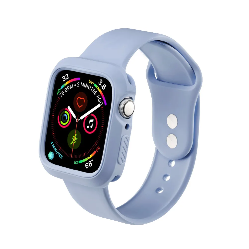 ProBefit Soft Silicone Bumper Watch Case+ WatchBand for Apple Watch 3 2 1 42MM 38MM Rubber Watch Strap for iWatch 5 4 40MM 44MM