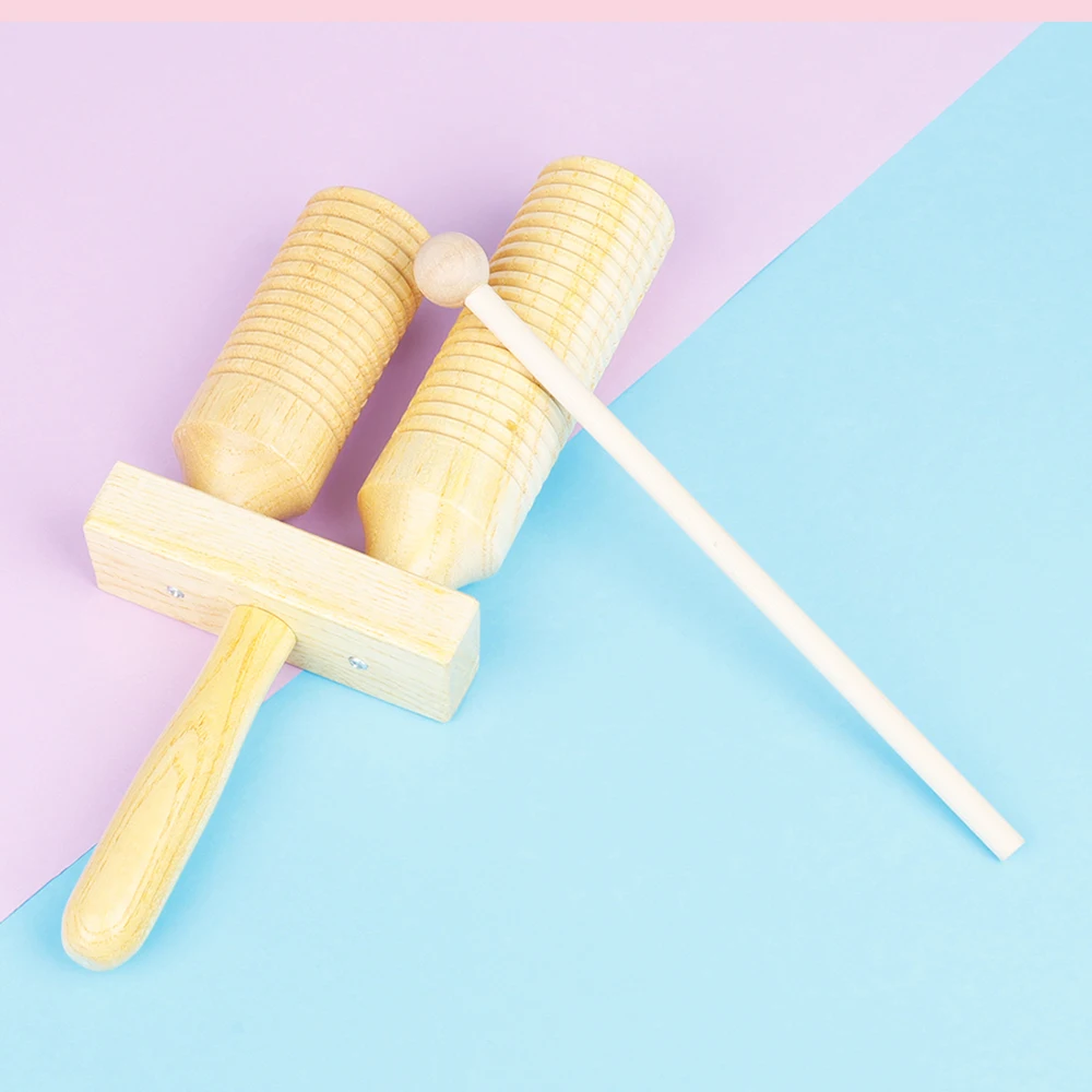 Kids Wooden Guiro Music Toy Double Sound Tube for Baby Kid Child Early Educational Toy Percussion Musical Instrument Rhythm Toys