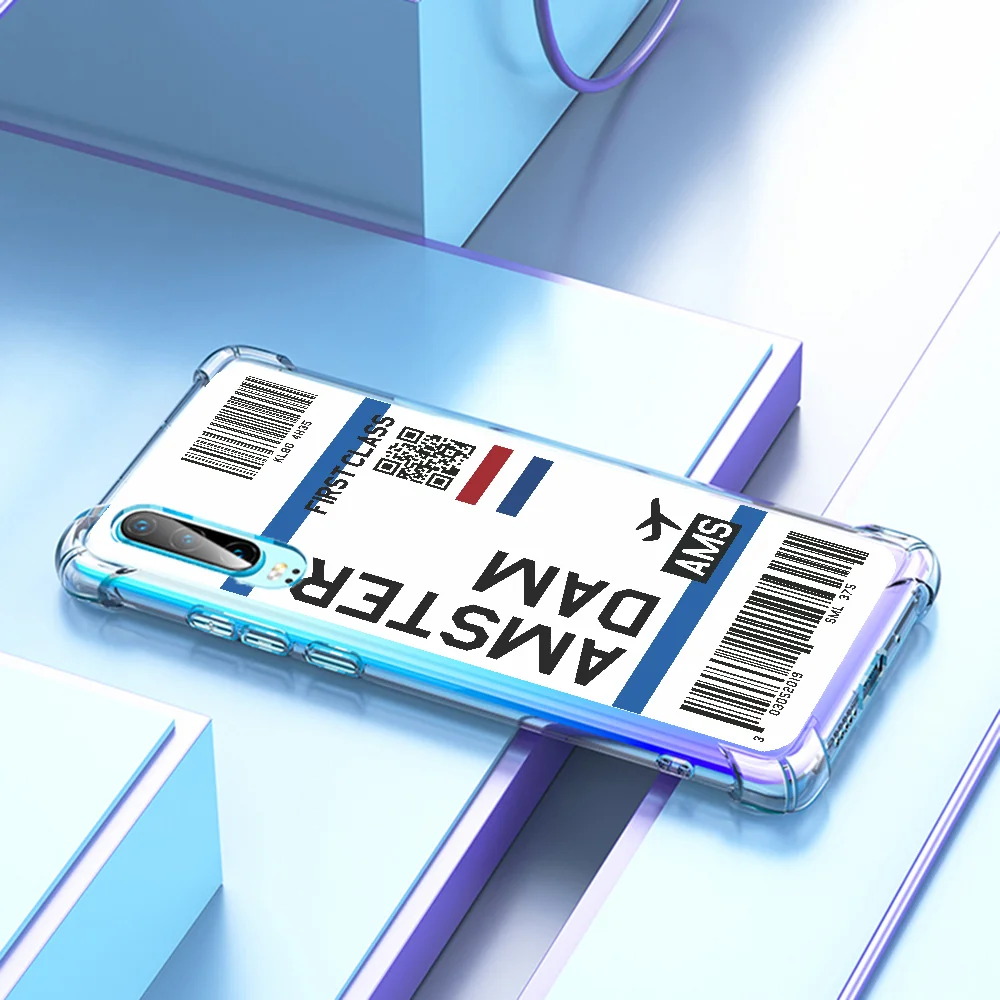 ADOTRY первый класс World City Boarding Pass штрих-код для HUAWEIp 30 чехол телефона huaweiP30pro корпус
