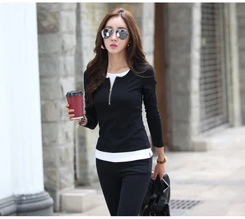 

Women's Button Sexy Fashion Women's T-shirt Solid Color Simple Long-sleeved Shirt White