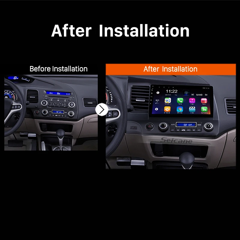 Discount Seicane Car 2Din GPS Android 9.0 HD 10.1" Stereo Navi Audio Touchscreen Head Unit For Honda Civic 2006-2011 Multimedia Player 1