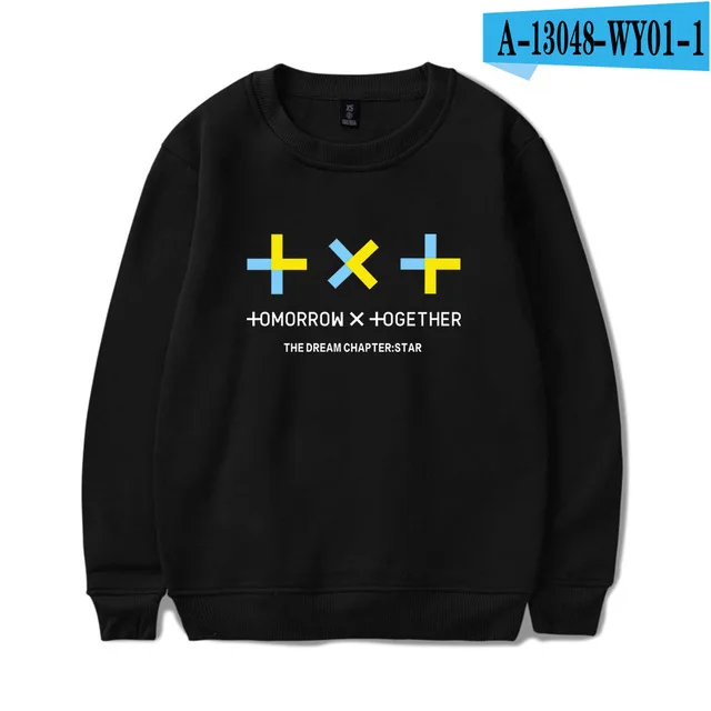 KPOP TXT толстовки с принтом, модная толстовка с капюшоном Tomorrow X Together, Harajuku, уличная одежда, спортивный костюм, топы, одежда больших размеров - Цвет: black