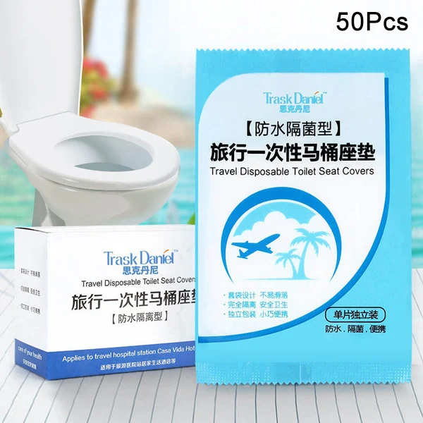 50 pcs ПЭ каверы для ободка унитаза крышка Водонепроницаемый Портативный антибактериальные; с защитой от повреждений в пути; DNJ998 - Цвет: 50 pcs