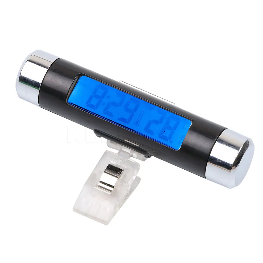 

Mini Thermoeter Clock LCD 2in1 Automotive Electronic Clock Thermometer Blue Backlight Car Accessories
