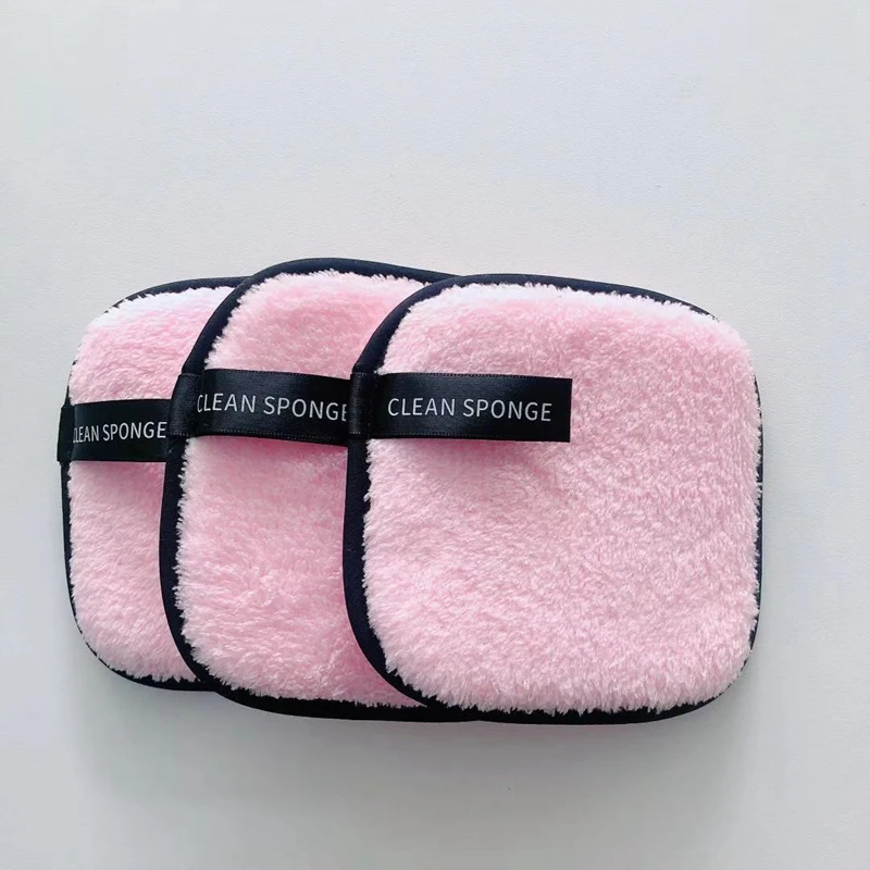 Pink 1 шт., мягкое квадратное полотенце из микрофибры для снятия макияжа, инструменты для очистки лица, плюшевая пуховка, многоразовые салфетки для очистки, основа для лица, кожи - Цвет: Pink