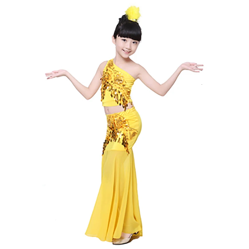 Костюм для танца живота детский день хвост рыба девушка дети взрослые женское платье для женщин блесток представление плеча с восточными - Цвет: Color 9
