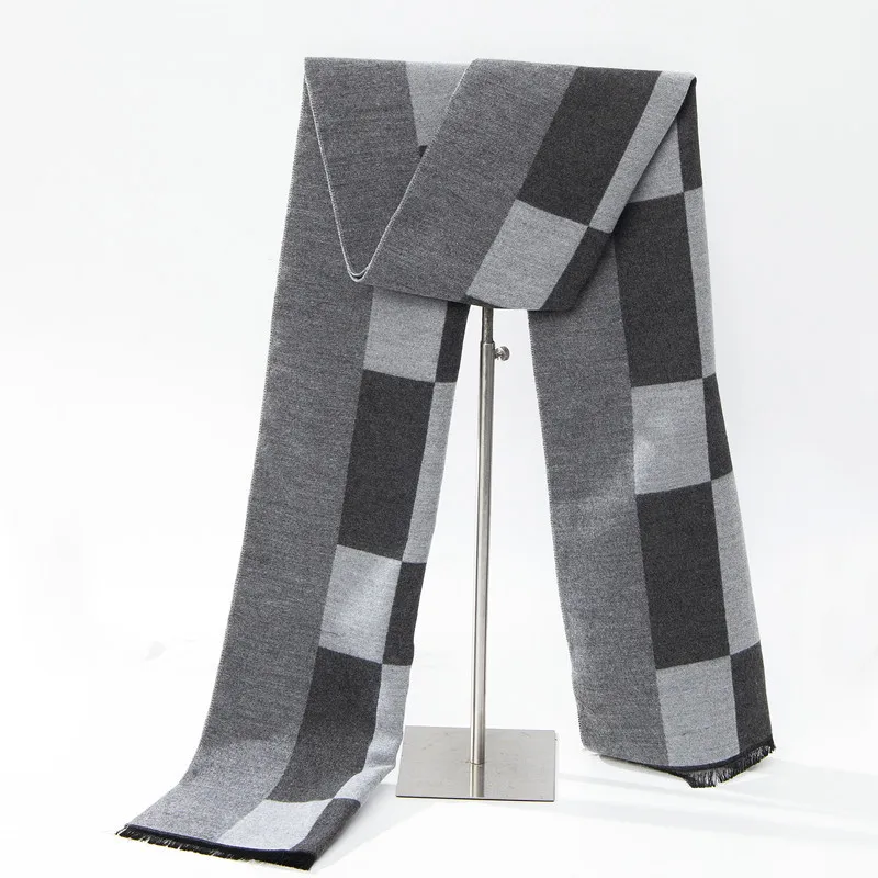 Grid Gray Gray Мужской повседневный кашемировый шарф, мужской модный шарф в клетку, 30 см* 180 см, зимний теплый Гладкий мужской шарф - Цвет: Grid Gray Gray