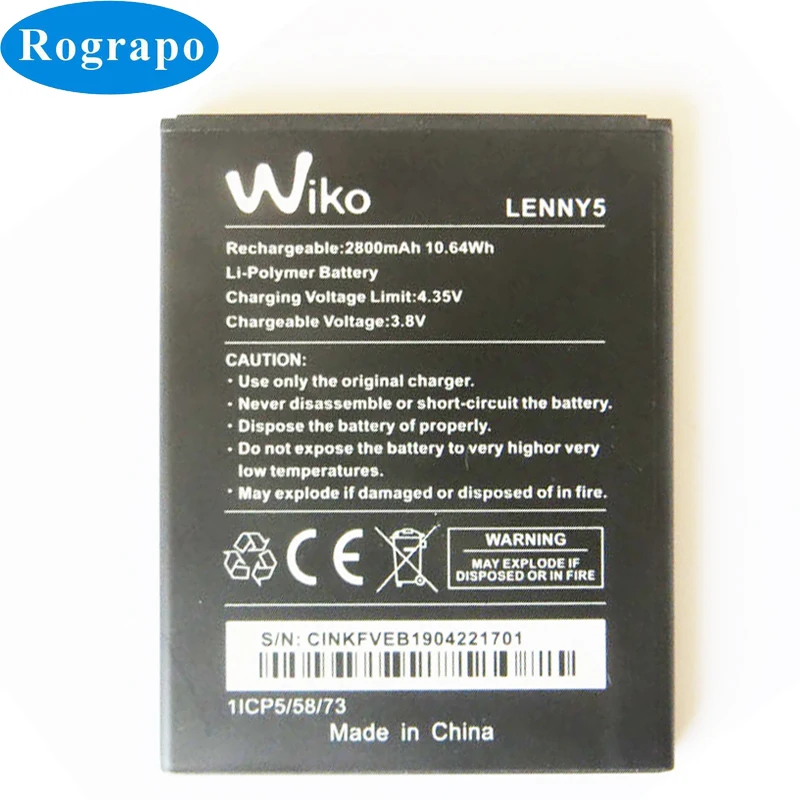 

New 2800mAh Li-Polymer Replacement Battery For Wiko Lenny 5 robby 2 / Wiko 3921 Mobile Phone