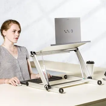 

Stand-up desk can be lifted and lowered laptop table standing with office folding computer stand
