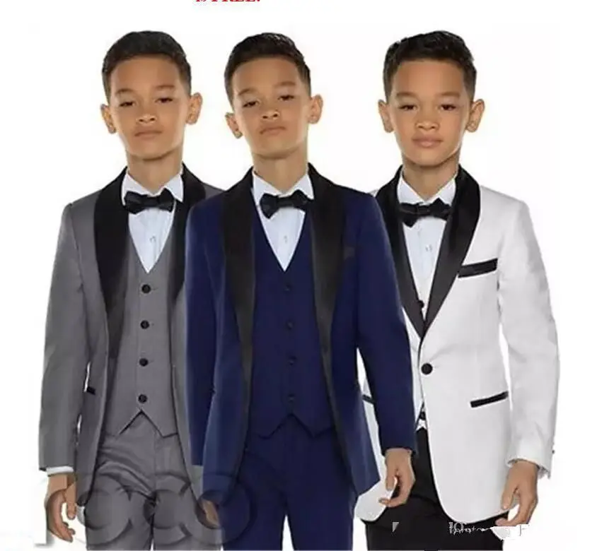 GRAY Boys Tuxedo Boys Dinner Suits Three Piece Boys Black Shawl Lapel Formal Suit Tuxedo for Kids Tuxedo