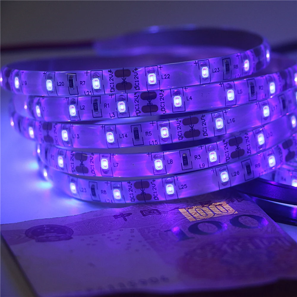 

12V UV LED Strip Light SMD 2835 1M 2M 3M 4M 5M Waterproof Ultraviolet LED Diode Ribbon Purple Flexible Tape for DJ Fluorescence