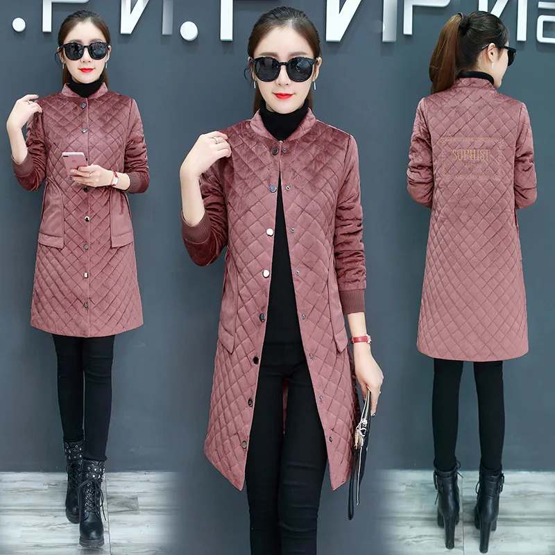 

Gold Velvet Cotton-padded Clothes Women's Mid-length Winter Coat 2019 New Style Thin Small Cotton-Padded Jacket Fashion Korean-s
