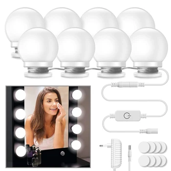 

10Pcs Makeup Mirror Vanity LED Light Bulbs lamp Kit 3 Levels Touch Dimming Vanity Dressing Table Lamp Make up Mirrors Wall light