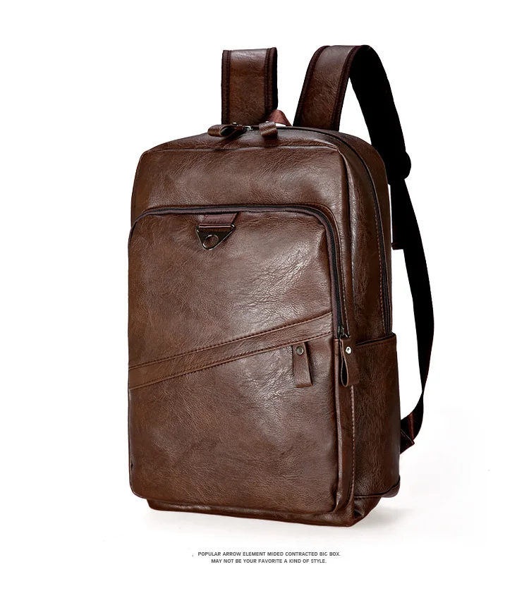 Black Brown PU Leather Backpack Laptop Bag for Men 2019 High Quality Retro School Bagpack Big Fashion Casual Business Travel Bag (12)