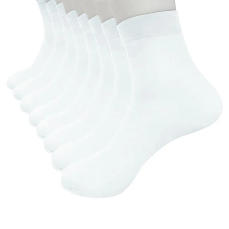 8 пар чулок мужские носки эластичные шелковистые волокна ультра-тонкие носки для кроссовок быстросохнущие черные белые длинные носки большой размер# E15 - Цвет: White