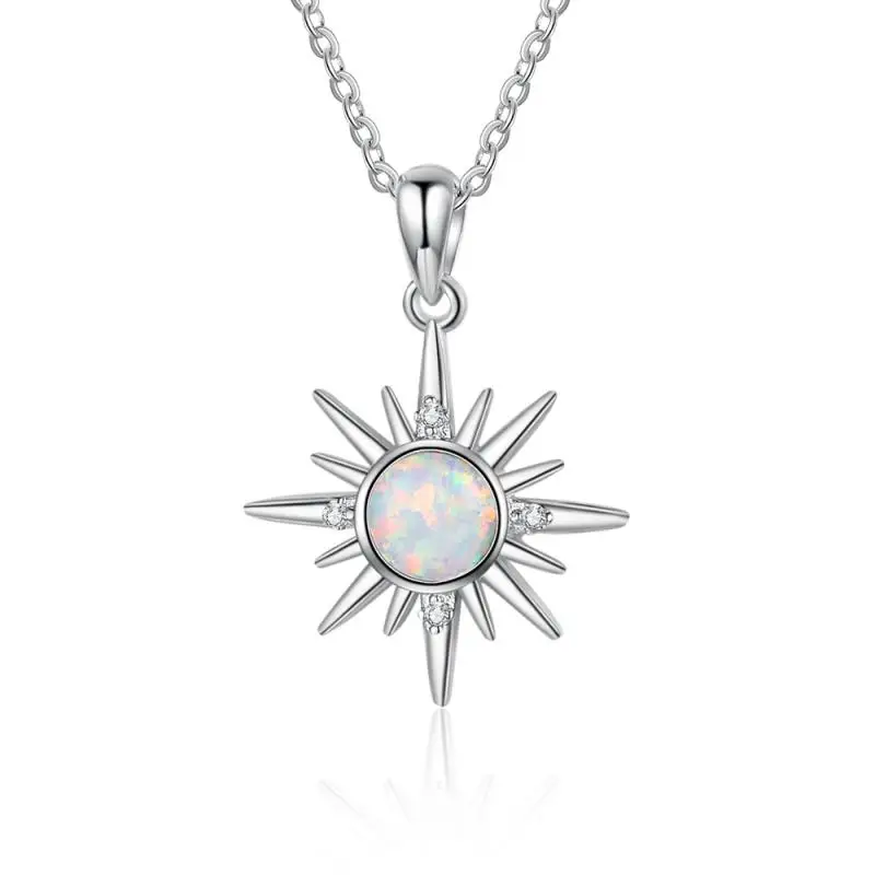 Fashion Woman 925 Silver Mermaid MIX Fire Opal Charm Pendant Necklace Chain ~~!