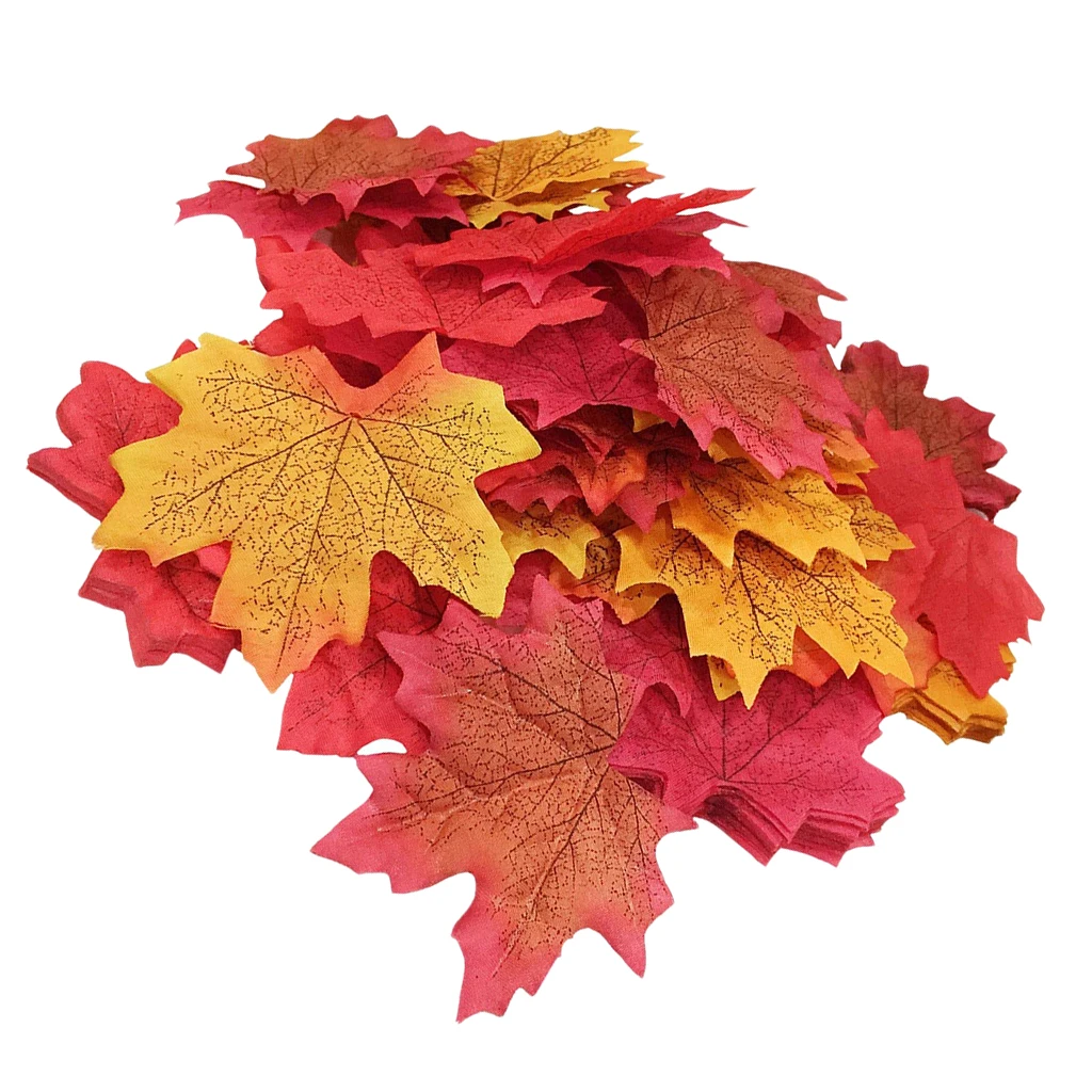 200x Mixed Fall Artificial Silk Leaves Wedding Autumn Maple Leaf Decorations