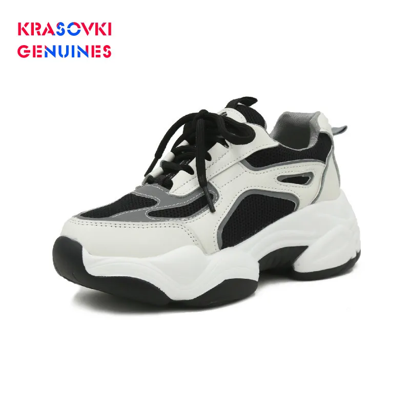 

Krasovki Genuines Sneakers Women Fashion Autumn Dropshipping Thick Bottom Breathable Muffin Bottom Solid Leisure Women Shoes