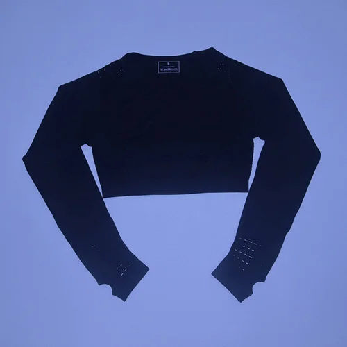 Black top 2 шт. безупречный вязаный бесшовный Набор для йоги Женская одежда для фитнеса с длинным рукавом спортивная одежда леггинсы для спортзала полый укороченный топ спортивный костюм - Цвет: Black top