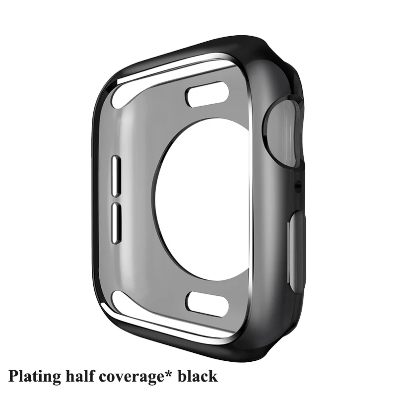 Защитный чехол для Apple Watch 38 мм, 42 мм, 40 мм 44 мягкий прозрачный TPU/Алюминий корпус из сплава для наручных часов Iwatch серии 5 4 3 2 1 Аксессуары - Цвет: Black