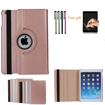 

Case Cover For Apple iPad Air 2/iPad 6 (2016) PU Leather Flip Smart Stand 360 Rotating Case Screen Film Stylus Pen Gifts