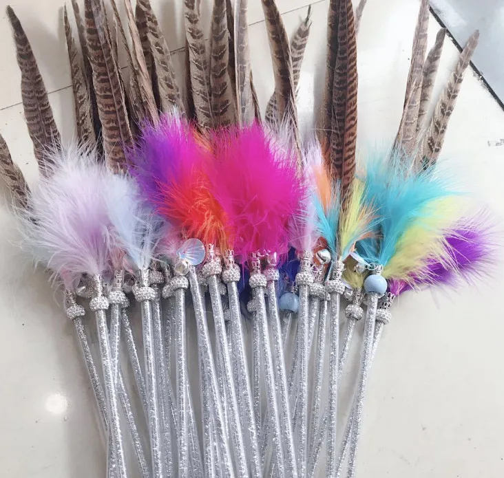 Usd1.65/pc игрушки для домашних животных котенок кошка тизер рыболовные палочки перо 20 шт./лот