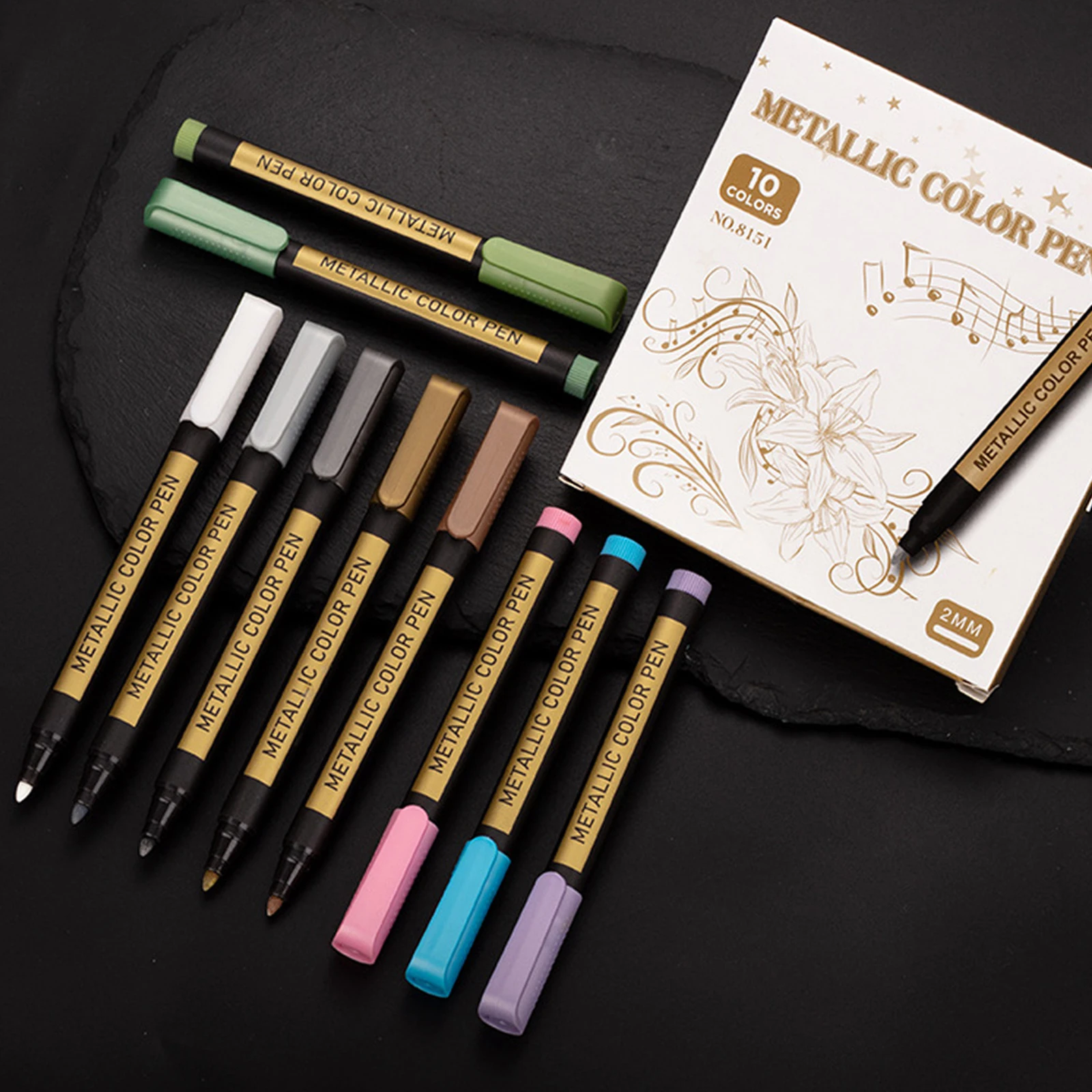 10-Pack Metallic Markers Colors Pens Art Permanent Writing Markers 10-Pack Metallic Markers Colors Pens Art Permanent Writing Markers