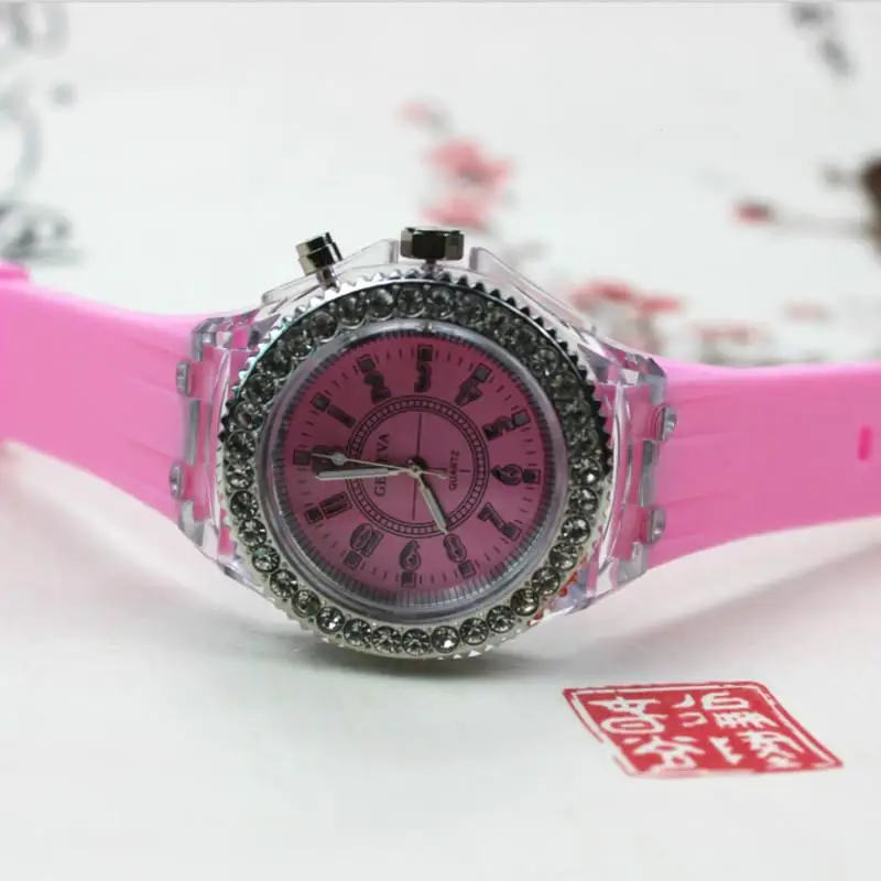 Pink Студенческие часы для влюбленных jellies Led мужские часы светящиеся часы персональные часы relogio masculino женский светильник наручные часы - Цвет: Pink