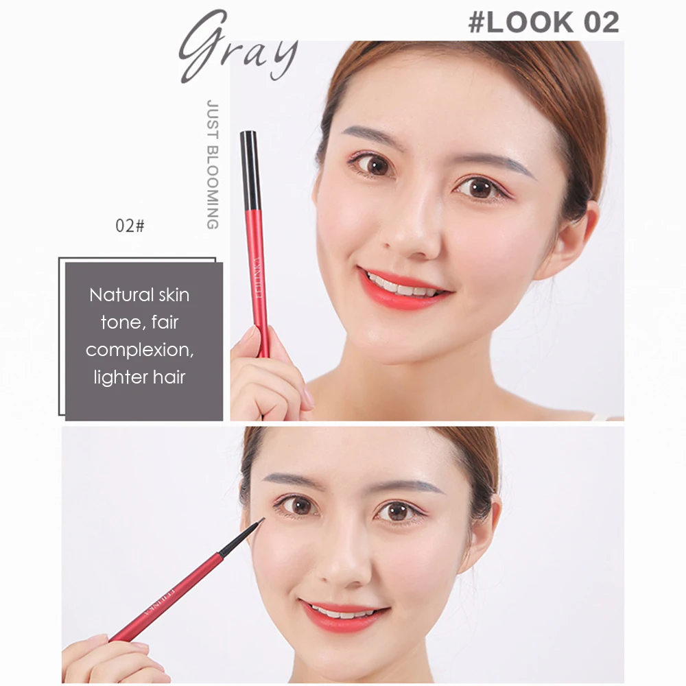 4 Colors Waterproof Natural Eyebrow Pen Soft Double-Headed Eye Brow Tint Lasting Easy To Wear Brown Grey Eyebrow Pencil TSLM2