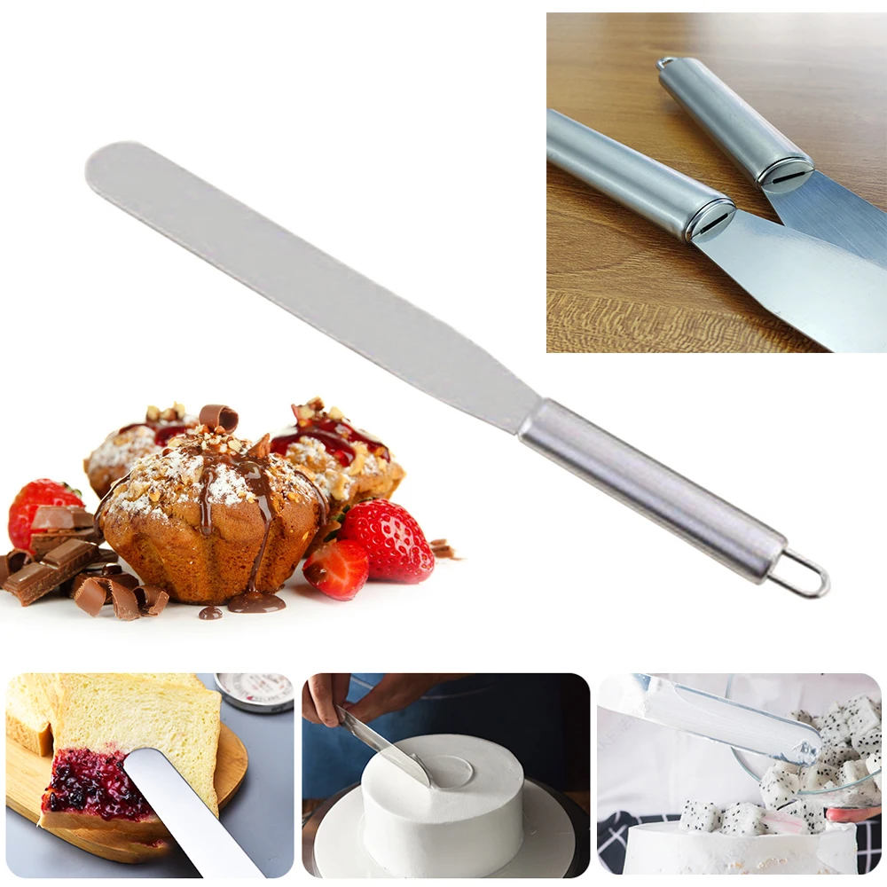 Stainless Steel Butter Cake Cream Knife Spatula 6/8/10 Inches Straight Handle / Curved For Smoother Icing Spreader | Дом и сад