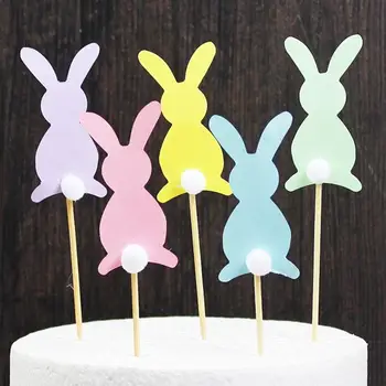 

Easter 40pcs Hairball Bunny Cake Toppers Creative Rabbit Cupcake Ornament Picks Cake Decor Dessert Adornment for Party Birthday