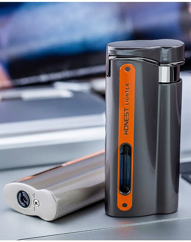 Honest Straight Into The Purple Flame Inflatable Windproof Lighter Transparent Fuel Tank Creative Trend Cool Lighter Gift Formen