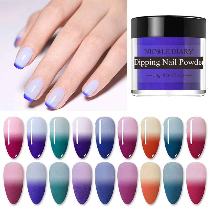NICOLE DIARY Dipping Nail Powder 10g Dip Thermal Powder Glitter Temperature  Color Changing Without Lamp Cure Nail Art Decoration - AliExpress