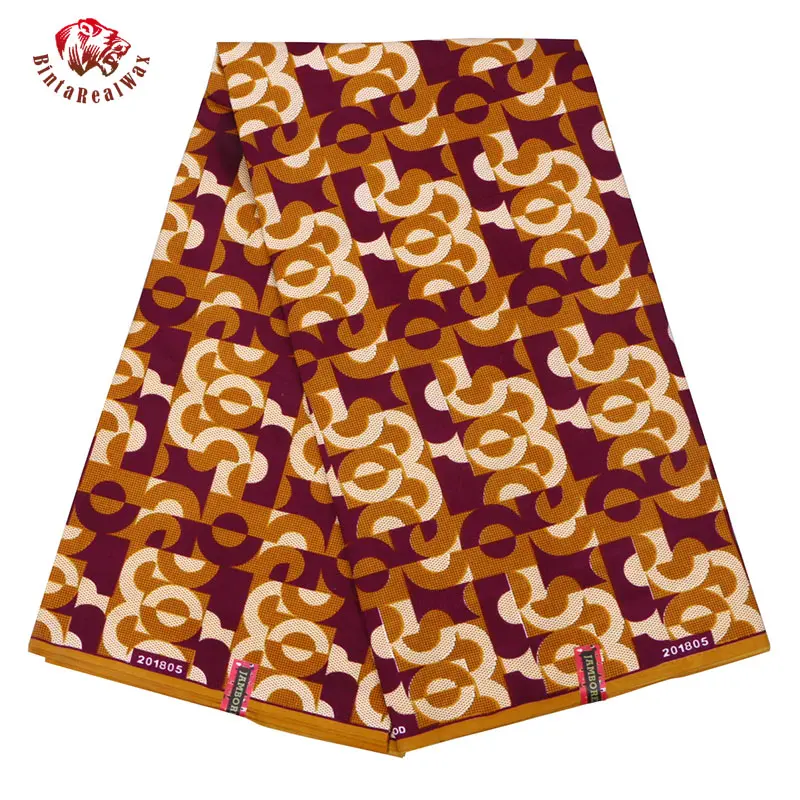 Полиэстер воск печатает ткань Анкара бинта настоящий воск высокого качества 6 ярдов африканская ткань для вечерние платья FP6201