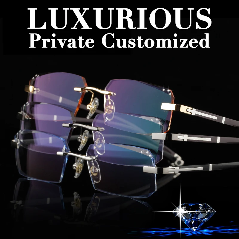 mens designer rimless eyeglasses