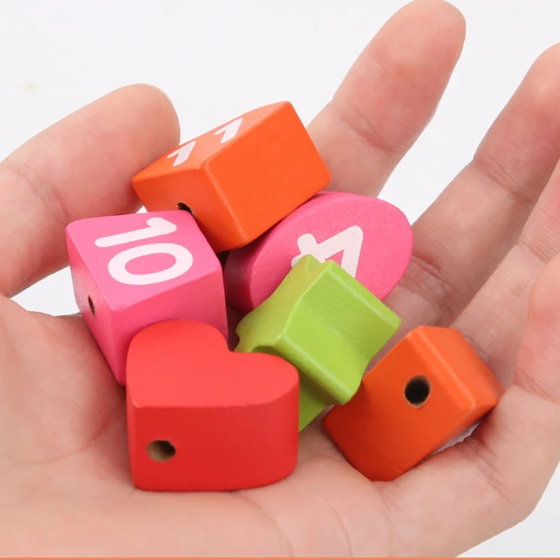  Preschool Children's Early Aids Math Wooden Education Teaching Toys Threading Digital Clock Toys Fa - 4000595170155