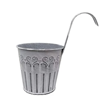 

Vintage Iron Flower Pot Vase Wall Fence Hanging Balcony Garden Patio Planter Hom M17D