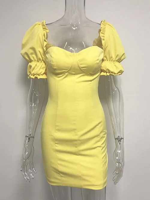 Yellow JillPeri женское короткое желтое платье с коротким рукавом, с вырезом лодочкой, с открытыми плечами, многоканальное платье, вечерние платья знаменитостей, мини-платье - Цвет: Yellow