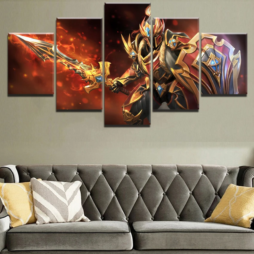  Printed Popular Posters 5 Set DOTA 2 Game Modular Pictures Popular Canvas Painting Bedroom Modern H