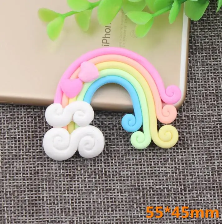 10pcs/lot Beautiful Polymer Clay Rainbow With Cloud Craft Cabochon Phone Decoration Diy Accessories 