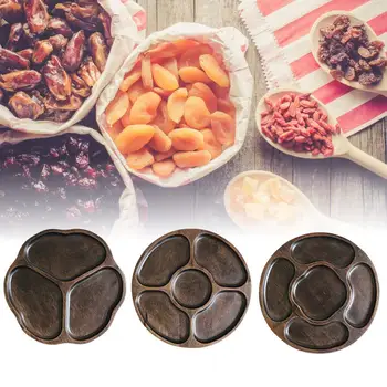 

Japanese Innovative Sapele Kung Fu Tea Serving Tray Storage Tray Separated New Year Plate For Candy Snack Dried Fruit