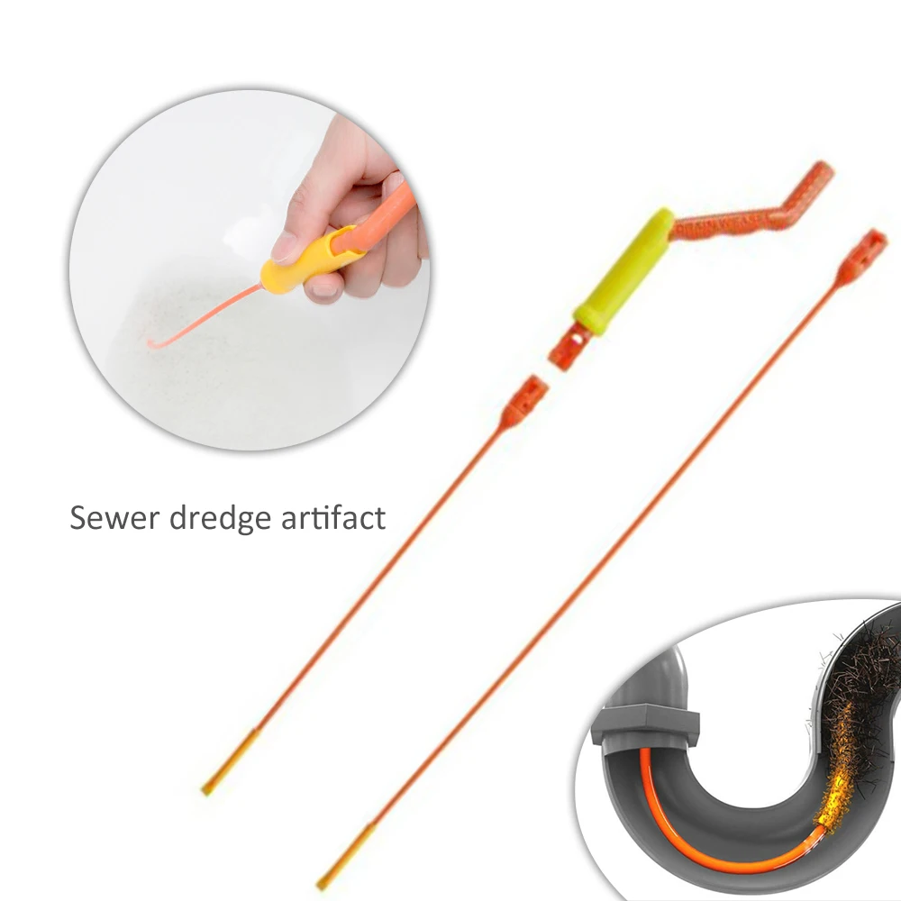 Clogged Remover Cleaning Tool Drain Cleaner PVC 360 Degree Plastic Handle Sink Plumbing Pipe Cleaning For Bathroom Kitchen Toile afbeelding