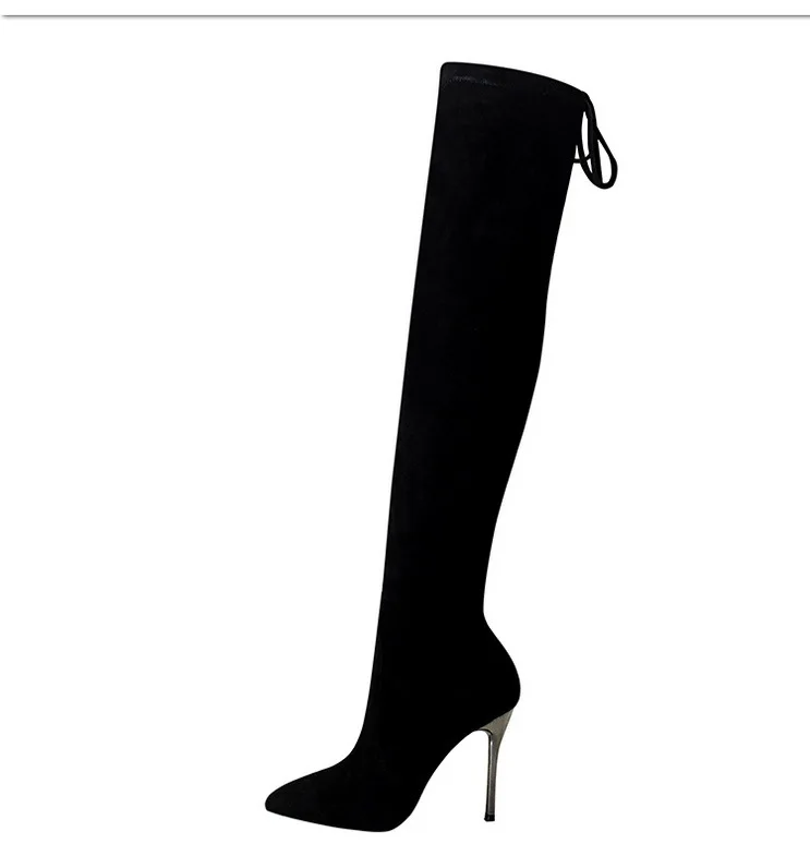 LEOPARD LAND Long Boots Super High Heel Women's Boots Winter Suede Pointed Sexy Slim Pedicure Over Knee Boots DS-8663-5